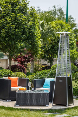 English Elm Bronze 40,000 BTU Quartz Glass Patio Heater - Mocha Steel, Wheels, Variable Control, ETL Safe HYMY-CAPH-GT-SMOCHA