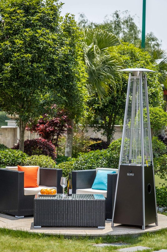 English Elm Bronze 40,000 BTU Quartz Glass Patio Heater - Mocha Steel, Wheels, Variable Control, ETL Safe HYMY-CAPH-GT-SMOCHA
