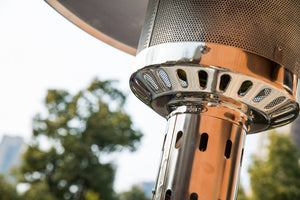 English Elm Outdoor 47,000 BTU Patio Propane Heater 88" Standing Stainless Steel Burner Portable Wheels for Yard Silver HYMY-CAPH-7-SS