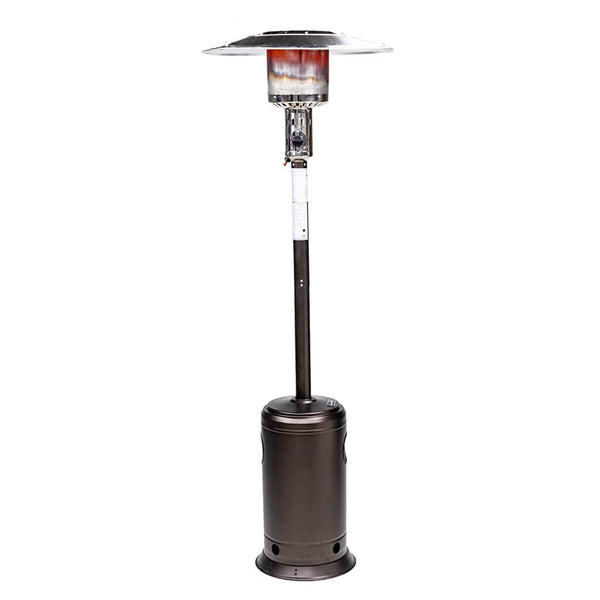 English Elm Outdoor 47,000 BTU Patio Propane Heater 88" Standing Stainless Steel Burner Portable Wheels for Yard Brown HYMY-CAPH-7SMOCHA