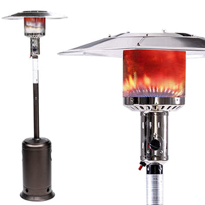 English Elm Outdoor 47,000 BTU Patio Propane Heater 88" Standing Stainless Steel Burner Portable Wheels for Yard Brown HYMY-CAPH-7SMOCHA