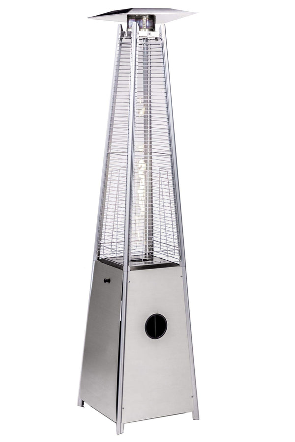 English Elm Quartz Patio Heater with 40,000 BTU Visual Flame, Quartz Glass Tube, Wheels, Safety Features Silver HYMY-CAPH-GT-SS