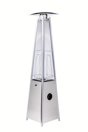 English Elm Quartz Patio Heater with 40,000 BTU Visual Flame, Quartz Glass Tube, Wheels, Safety Features Silver HYMY-CAPH-GT-SS