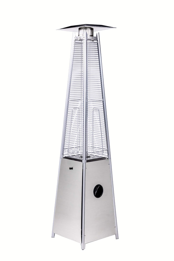 English Elm Quartz Patio Heater with 40,000 BTU Visual Flame, Quartz Glass Tube, Wheels, Safety Features Silver HYMY-CAPH-GT-SS