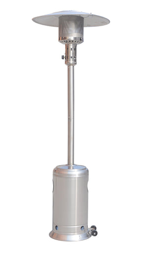 English Elm Outdoor 47,000 BTU Patio Propane Heater 88" Standing Stainless Steel Burner Portable Wheels for Yard Silver HYMY-CAPH-7-SS