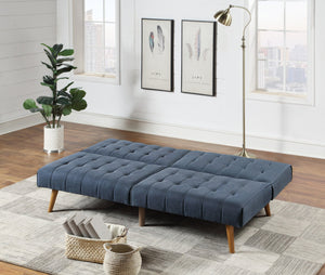 English Elm Navy Convertible Sofa Bed with Button Tufting, Polyfiber Linen Fabric, Wooden Legs, Versatile Seating HS00F8503-ID-AHD