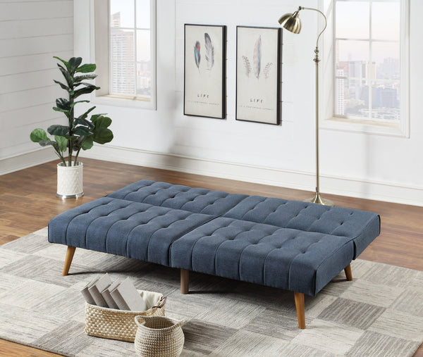 English Elm Navy Convertible Sofa Bed with Button Tufting, Polyfiber Linen Fabric, Wooden Legs, Versatile Seating HS00F8503-ID-AHD