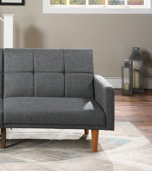 English Elm Transitional Tufted Convertible Sofa with Storage Linen Polyfiber Wooden Legs Guest Room Light Grey HS00F8508-ID-AHD