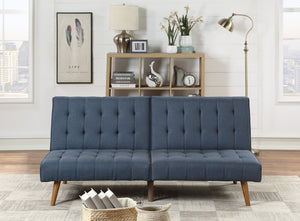 English Elm Navy Convertible Sofa Bed with Button Tufting, Polyfiber Linen Fabric, Wooden Legs, Versatile Seating HS00F8503-ID-AHD