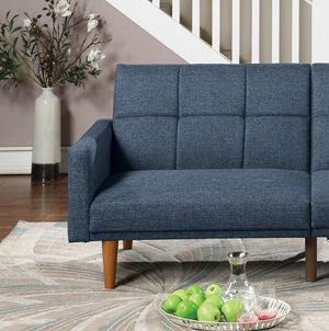 English Elm Transitional Tufted Convertible Sofa with Storage Linen Polyfiber Wooden Legs Guest Room Navy HS00F8509-ID-AHD