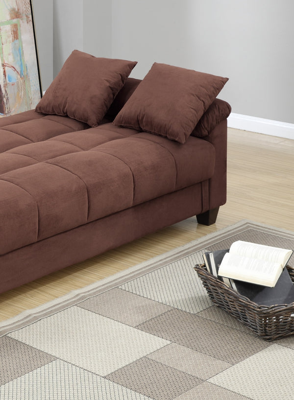 English Elm Contemporary Adjustable Microfiber Sofa with Cube Pattern, Storage Underseat, Plush Pillows & Arms Chocolate 72 L x 45 W x 14 H HS00F7889-ID-AHD