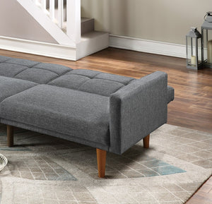 English Elm Transitional Tufted Convertible Sofa with Storage Linen Polyfiber Wooden Legs Guest Room Light Grey HS00F8508-ID-AHD