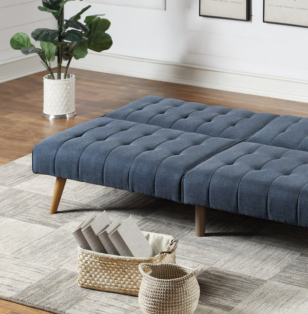 English Elm Navy Convertible Sofa Bed with Button Tufting, Polyfiber Linen Fabric, Wooden Legs, Versatile Seating HS00F8503-ID-AHD