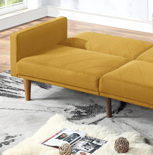 English Elm Modern Adjustable Sofa Convertible Bed Linen-Like Fabric Plywood Frame Wooden Legs Contemporary Guest Room Seating 80" Mustard 37 L x 46 W x 15 H HS00F8505-ID-AHD