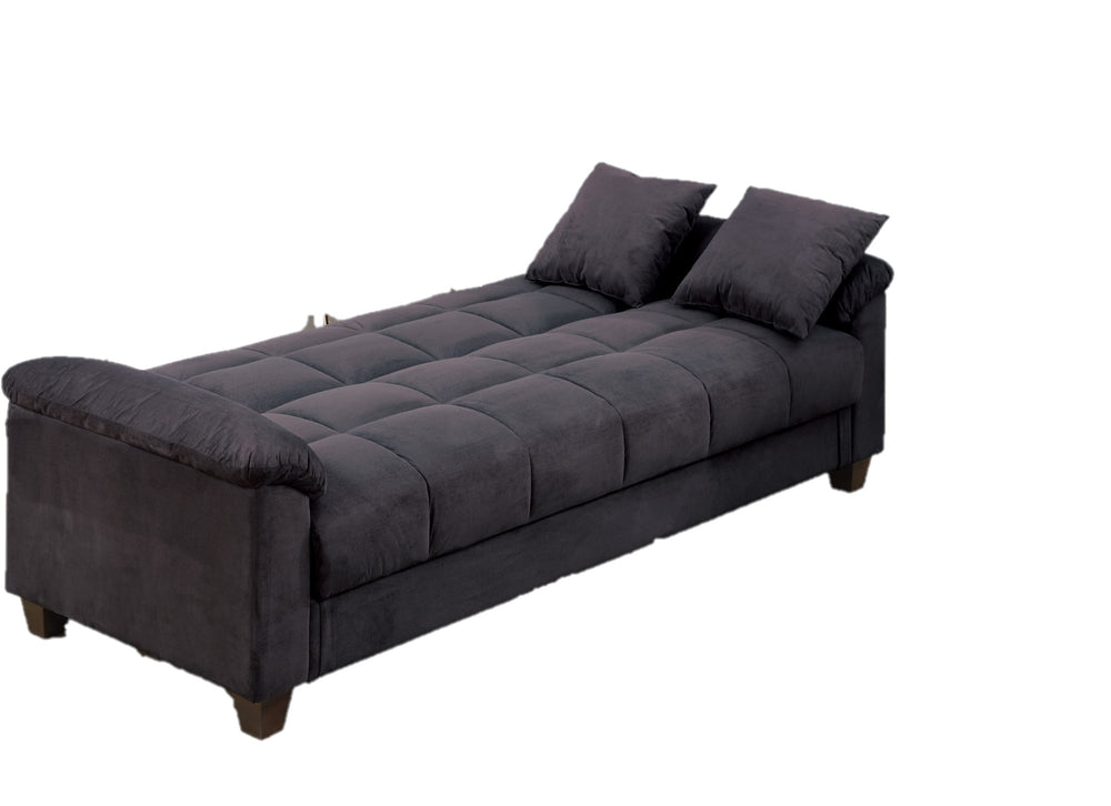 English Elm Contemporary Adjustable Microfiber Sofa with Cube Pattern, Storage Underseat, Plush Pillows & Arms Black 72 L x 45 W x 14 H HS00F7888-ID-AHD