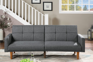 English Elm Transitional Tufted Convertible Sofa with Storage Linen Polyfiber Wooden Legs Guest Room Light Grey HS00F8508-ID-AHD