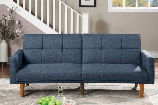 English Elm Transitional Tufted Convertible Sofa with Storage Linen Polyfiber Wooden Legs Guest Room Navy HS00F8509-ID-AHD