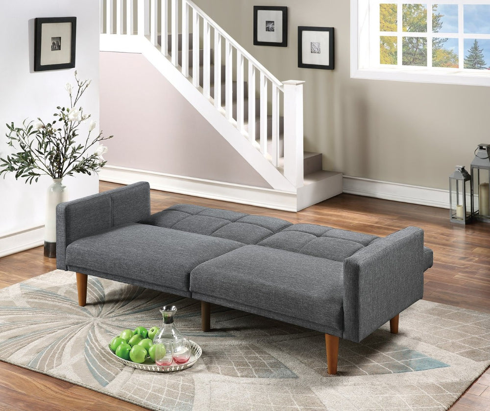 English Elm Transitional Tufted Convertible Sofa with Storage Linen Polyfiber Wooden Legs Guest Room Light Grey HS00F8508-ID-AHD