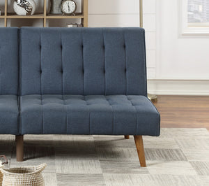 English Elm Navy Convertible Sofa Bed with Button Tufting, Polyfiber Linen Fabric, Wooden Legs, Versatile Seating HS00F8503-ID-AHD