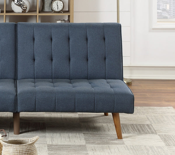 English Elm Navy Convertible Sofa Bed with Button Tufting, Polyfiber Linen Fabric, Wooden Legs, Versatile Seating HS00F8503-ID-AHD