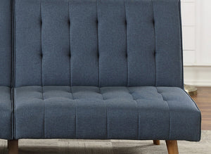 English Elm Navy Convertible Sofa Bed with Button Tufting, Polyfiber Linen Fabric, Wooden Legs, Versatile Seating HS00F8503-ID-AHD