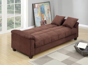 English Elm Contemporary Adjustable Microfiber Sofa with Cube Pattern, Storage Underseat, Plush Pillows & Arms Chocolate 72 L x 45 W x 14 H HS00F7889-ID-AHD