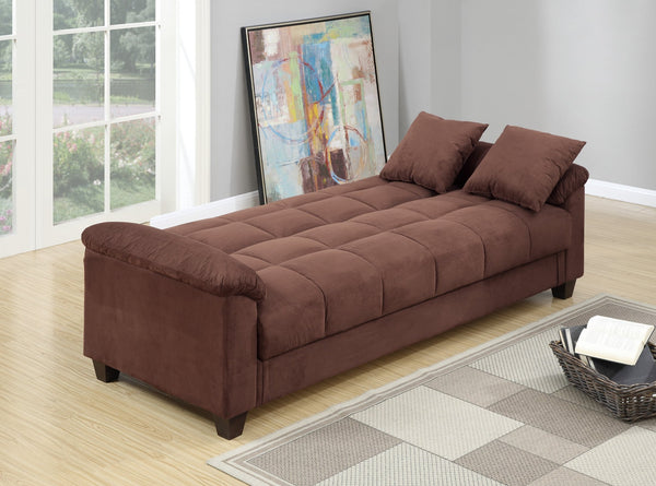 English Elm Contemporary Adjustable Microfiber Sofa with Cube Pattern, Storage Underseat, Plush Pillows & Arms Chocolate 72 L x 45 W x 14 H HS00F7889-ID-AHD