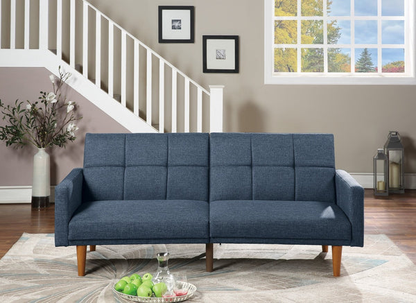 English Elm Transitional Tufted Convertible Sofa with Storage Linen Polyfiber Wooden Legs Guest Room Navy HS00F8509-ID-AHD