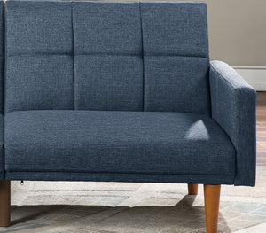 English Elm Transitional Tufted Convertible Sofa with Storage Linen Polyfiber Wooden Legs Guest Room Navy HS00F8509-ID-AHD