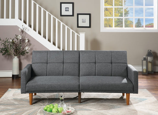 English Elm Transitional Tufted Convertible Sofa with Storage Linen Polyfiber Wooden Legs Guest Room Light Grey HS00F8508-ID-AHD