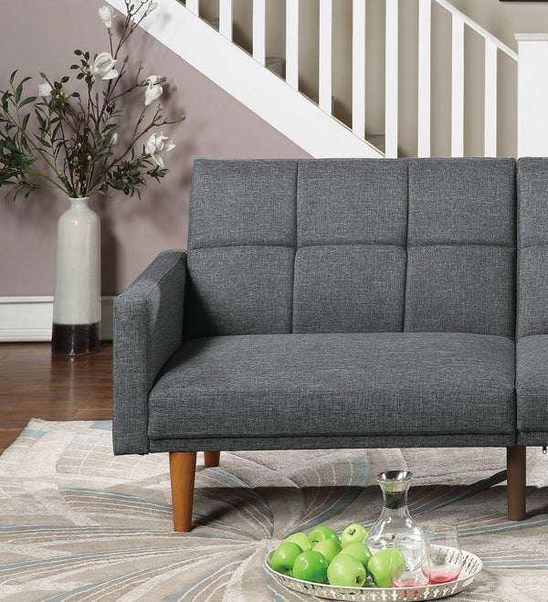 English Elm Transitional Tufted Convertible Sofa with Storage Linen Polyfiber Wooden Legs Guest Room Light Grey HS00F8508-ID-AHD