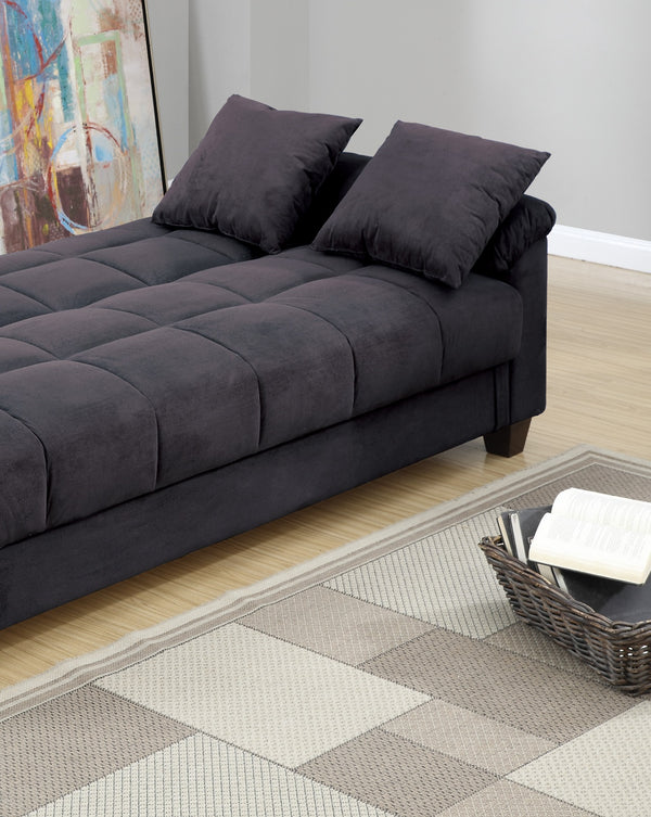 English Elm Contemporary Adjustable Microfiber Sofa with Cube Pattern, Storage Underseat, Plush Pillows & Arms Black 72 L x 45 W x 14 H HS00F7888-ID-AHD
