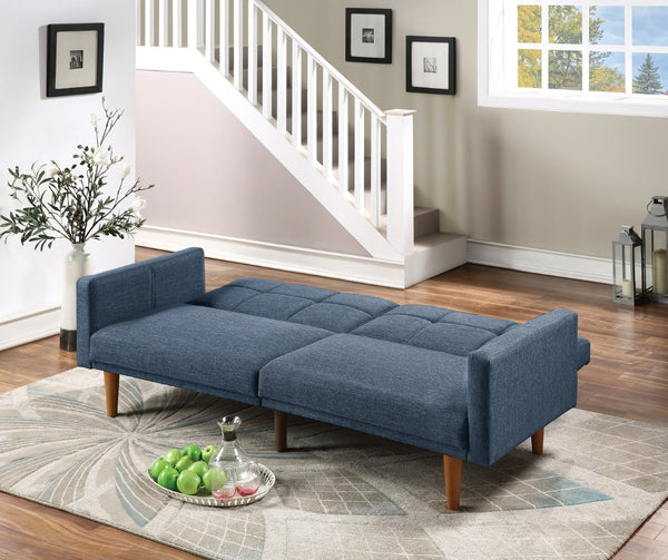 English Elm Transitional Tufted Convertible Sofa with Storage Linen Polyfiber Wooden Legs Guest Room Navy HS00F8509-ID-AHD