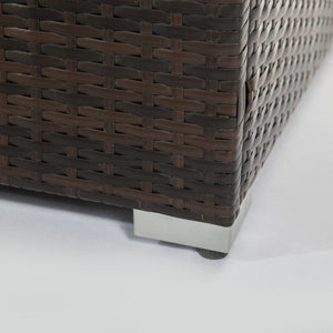 English Elm Outdoor Rectangle Propane Fire Pit Table with 40,000 BTU, Ceramic Tile Top, Wicker Body & Cover Included W853S00002