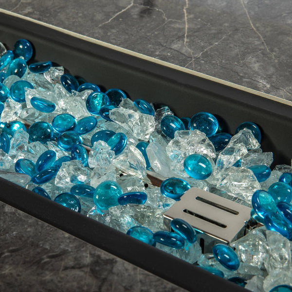 English Elm Outdoor Rectangle Propane Fire Pit Table with 40,000 BTU, Ceramic Tile Top, Wicker Body & Cover Included W853S00002