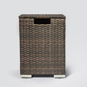 English Elm Rattan Dark Brown Wicker Propane Tank Cover with Steel Frame for 20lb Cylinder 16x16x22" Outdoor W85335467