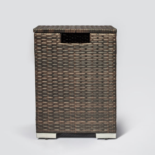 English Elm Rattan Dark Brown Wicker Propane Tank Cover with Steel Frame for 20lb Cylinder 16x16x22" Outdoor W85335467