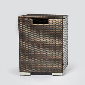 English Elm Rattan Dark Brown Wicker Propane Tank Cover with Steel Frame for 20lb Cylinder 16x16x22" Outdoor W85335467