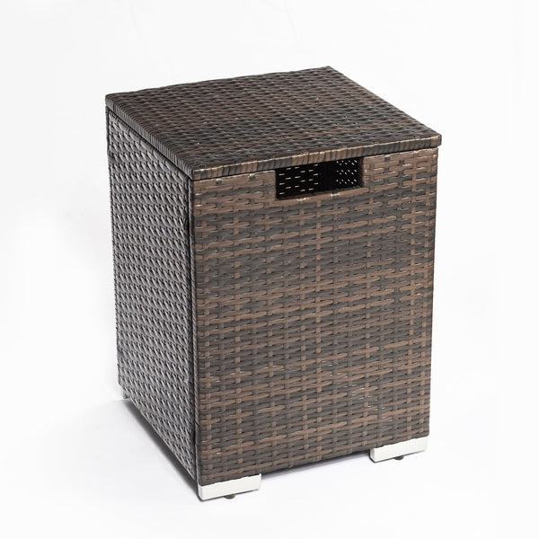 English Elm Rattan Dark Brown Wicker Propane Tank Cover with Steel Frame for 20lb Cylinder 16x16x22" Outdoor W85335467