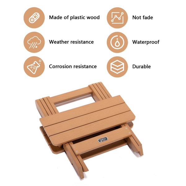 English Elm Tale Adirondack Folding Side Table Weather Resistant Composite Wood Grain Outdoor Patio FT01BN