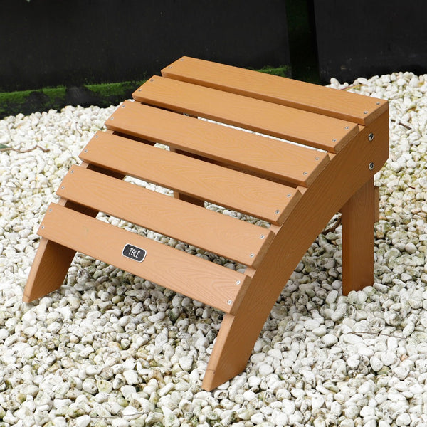 English Elm Tale Adirondack Footrest Weatherproof Plastic Wood Outdoor Patio Deck Ottoman Brown OM01BN