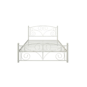 English Elm Full Metal Bed Frame Ornate Floral Panel Steel Build Noise Free Bedroom Foundation W31136107