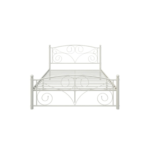 English Elm Full Metal Bed Frame Ornate Floral Panel Steel Build Noise Free Bedroom Foundation W31136107