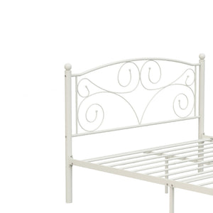 English Elm Full Metal Bed Frame Ornate Floral Panel Steel Build Noise Free Bedroom Foundation W31136107