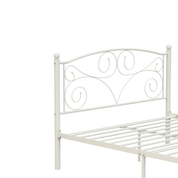 English Elm Full Metal Bed Frame Ornate Floral Panel Steel Build Noise Free Bedroom Foundation W31136107