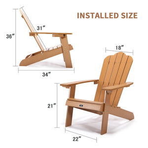 English Elm Tale Adirondack Outdoor Chair Uv Resistant Plastic Wood with Built in Cup Holder Patio AC01BN