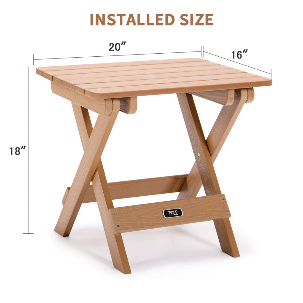 English Elm Tale Adirondack Folding Side Table Weather Resistant Composite Wood Grain Outdoor Patio FT01BN