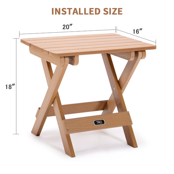 English Elm Tale Adirondack Folding Side Table Weather Resistant Composite Wood Grain Outdoor Patio FT01BN