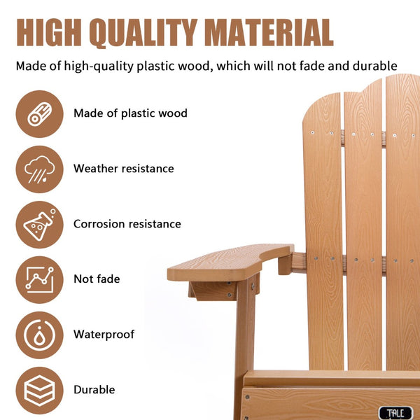 English Elm Tale Adirondack Outdoor Chair Uv Resistant Plastic Wood with Built in Cup Holder Patio AC01BN