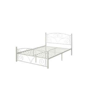 English Elm Full Metal Bed Frame Ornate Floral Panel Steel Build Noise Free Bedroom Foundation W31136107